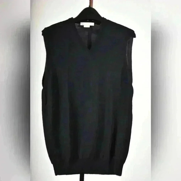 JOHN SMEDLEY Navy Fine Knit Merino Wool Crewneck  Sweater Vest Medium England - Picture 4 of 7